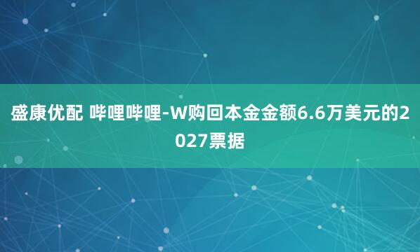 盛康优配 哔哩哔哩-W购回本金金额6.6万美元的2027票据